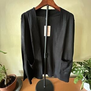 Voianlimo Black Open Front Cardigan